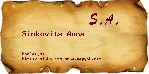 Sinkovits Anna névjegykártya